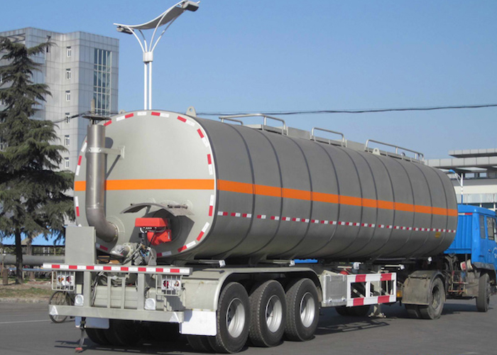 43000L isolierter Kohlenstoffstahl-Behälter-halb Anhänger mit 3 Achsen für Bitumen
